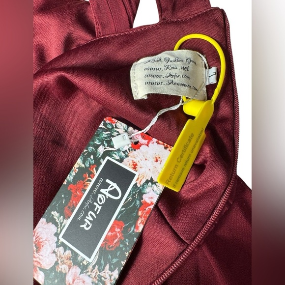 AOFUR WINE RED CHIFFON COCKTAIL maxi EVENING PARTY SWING Bridesmaid DRESS Large - Picture 10 of 16